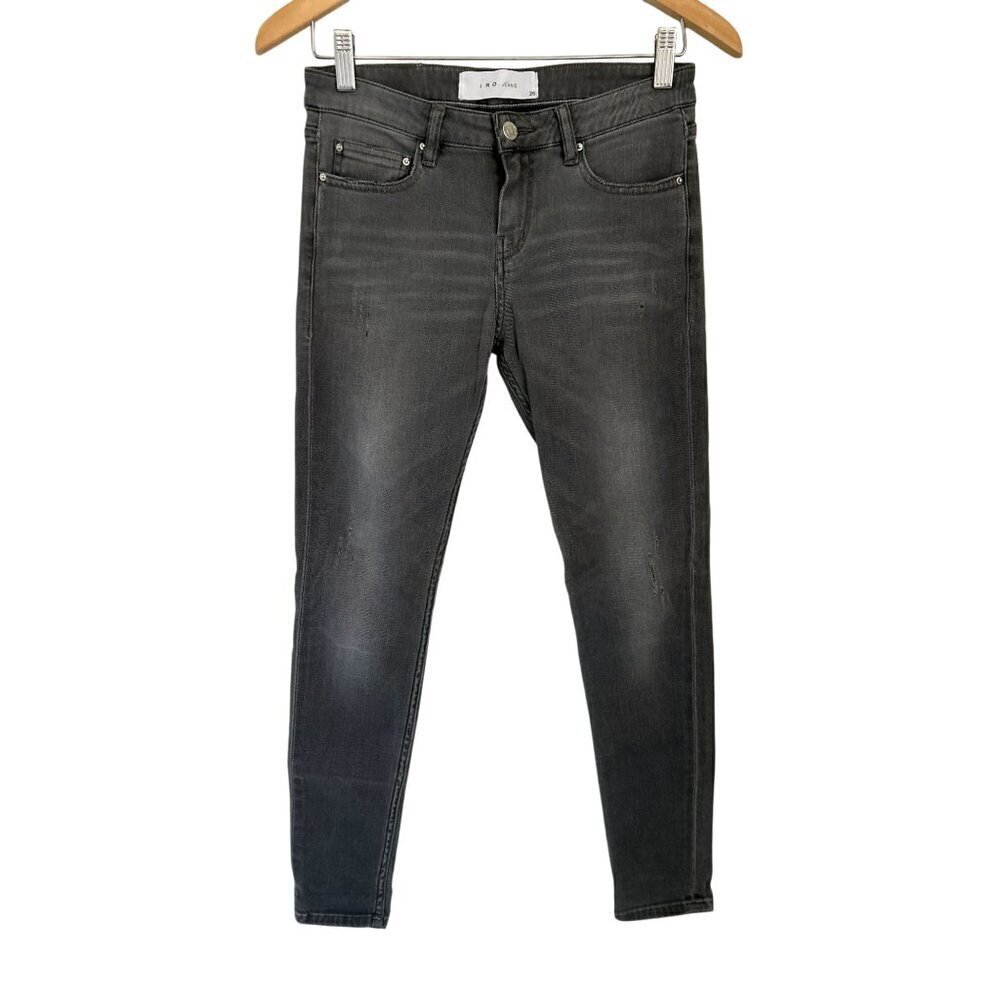 IRO Paris "Night" Gray Mid Rise Skinny Jans Gray Distressed Size 26 ($310)